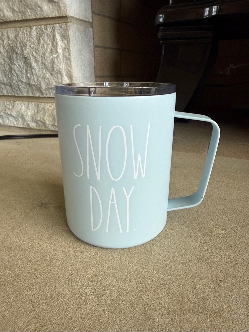 Rae Dunn Snow Day Insulated Mug with Handle & Clear Lid